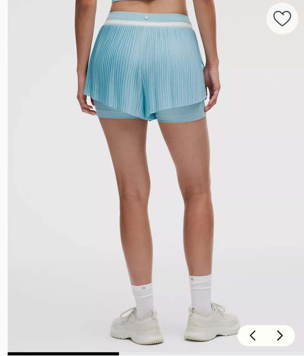 Lululemon Ace Advantage Pleated Tennis Short 2" MEDIUM Seafoam - Picture 3 of 6